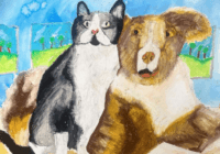 Cat and dog artwork