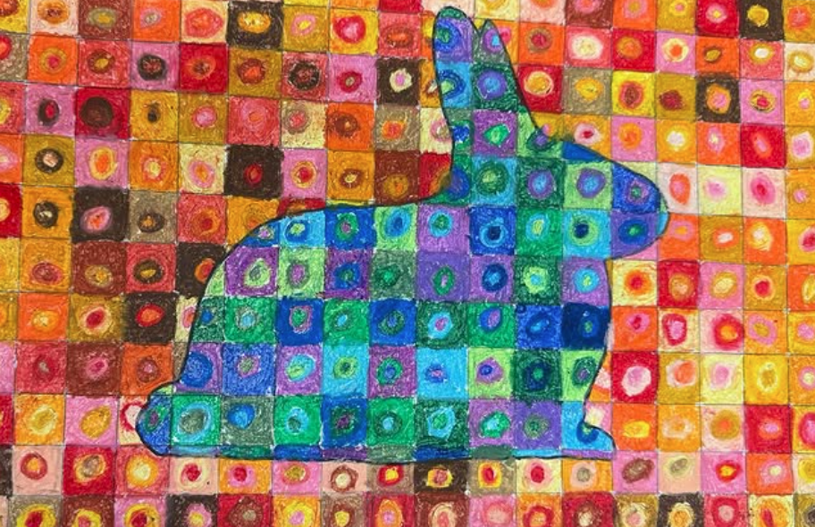 creative bunny art with square pattern